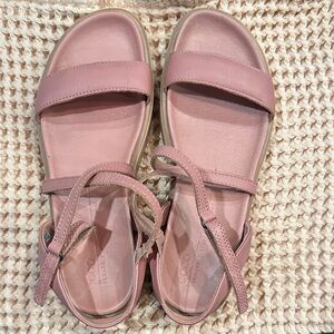 Ecco Blush Pink Leather Ankle-Strap Sandals